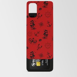 Red And Black Silhouettes Of Vintage Nautical Pattern Android Card Case