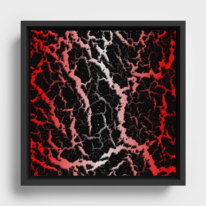 Cracked Space Lava - Red/White Framed Canvas