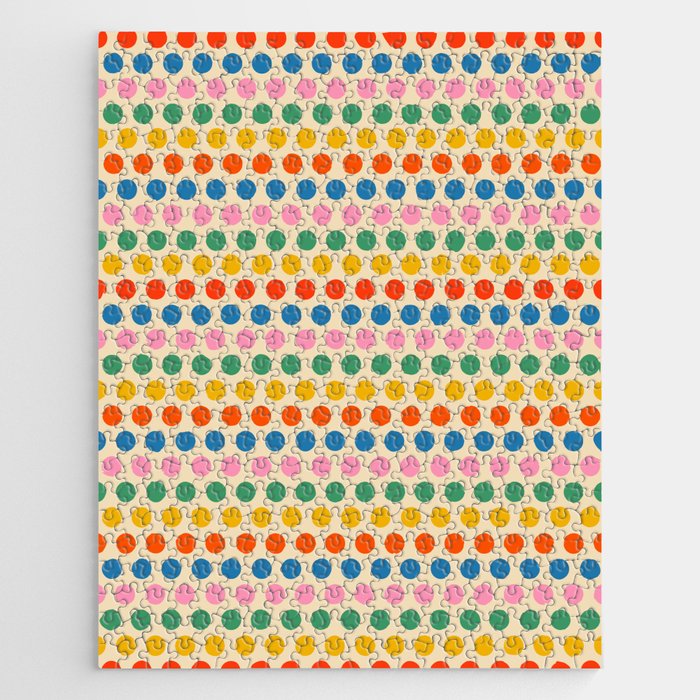 Polka Dot Stripes Pattern in Retro Rainbow Colors  Jigsaw Puzzle
