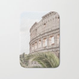 The Roman Colosseum Palm Photo | Italy Travel Photography Art Print In Soft Colors | Architecture In Rome City Bath Mat | Digital, Architecture, Roma, Colosseum, Color, Leaves, Travel, Photo, Monument, Wanderlust 