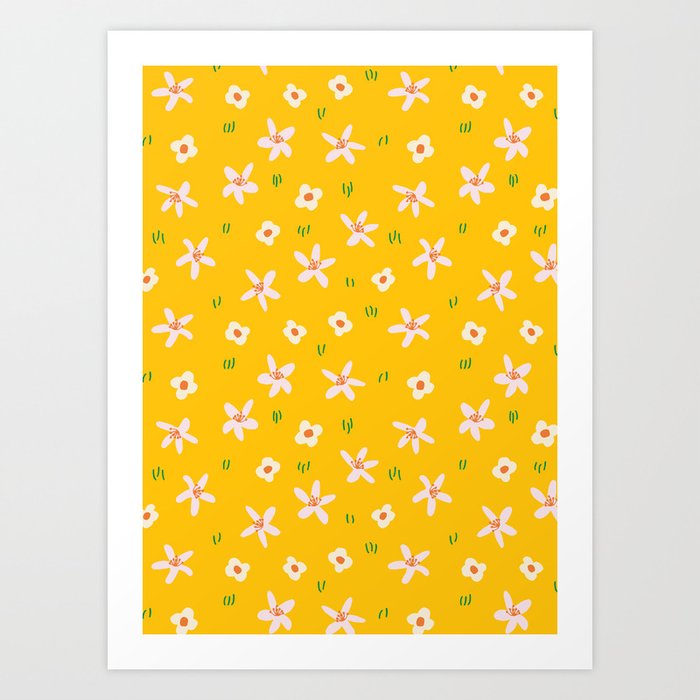 Citrus little flowers pattern Art Print