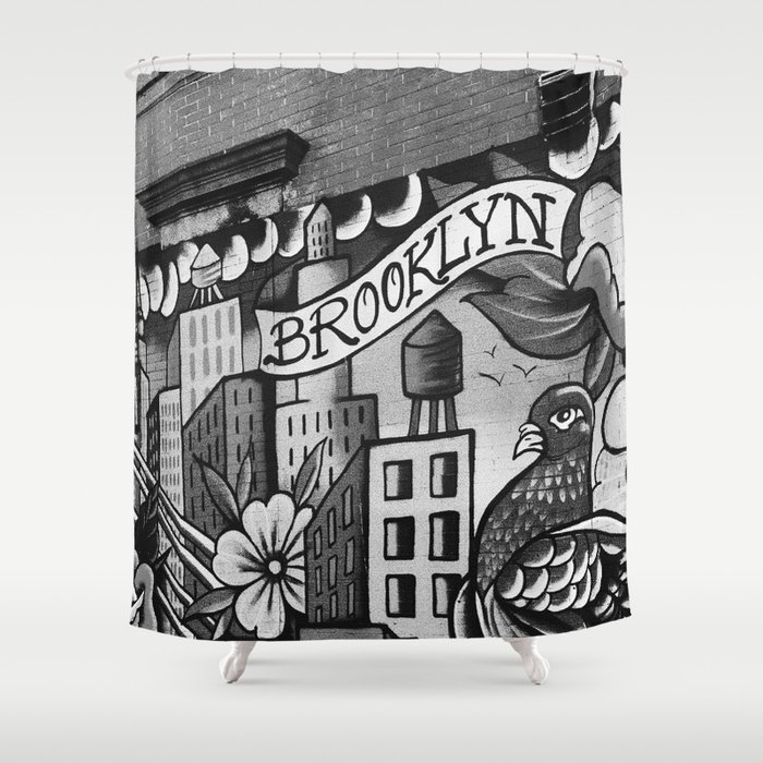 Black and White, Williamsburg Brooklyn Wall Art Shower Curtain