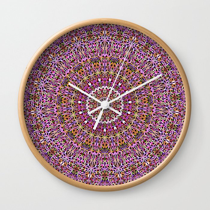 Colorful Spiritual Garden Mandala Wall Clock