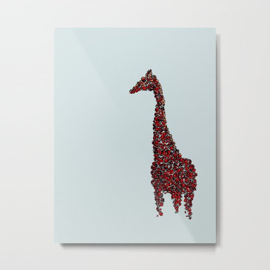 Red Giraffe Metal Print