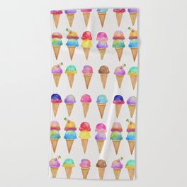 Summer Ice Cream Cones Beach Towel