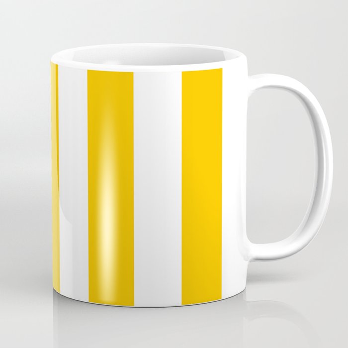 Mango orange - solid color - white vertical lines pattern Coffee Mug