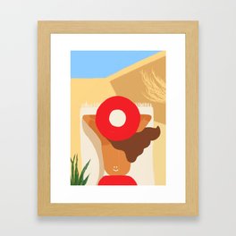 Beach sunbathing illustration Framed Art Print