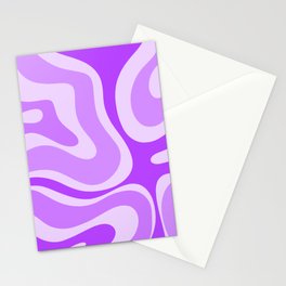 Modern Retro Liquid Swirl Abstract Pattern in Purple Stationery Card
