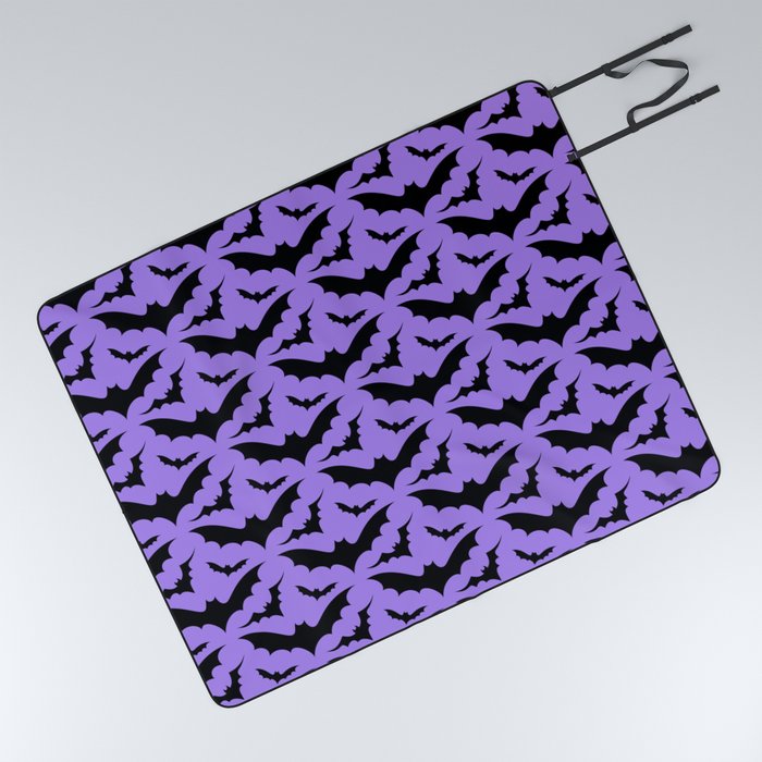 Purple and Black Bats Picnic Blanket