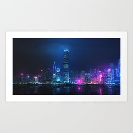 Night view of Victoria Harbor, Hong Kong Art Print