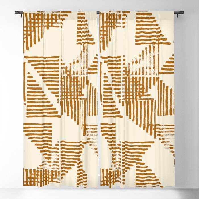 Stripe Triangle Block Print Geometric Pattern In Orange Blackout