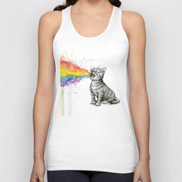 Kitten Puking Rainbow Unisex Tank Top