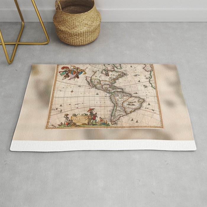 1658 Map of North America and South America (with 2015 enhancements) Rug