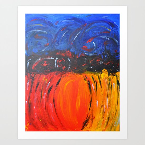 RED AND BLUE AND WARM AND COOL ABSTRACT Art Print