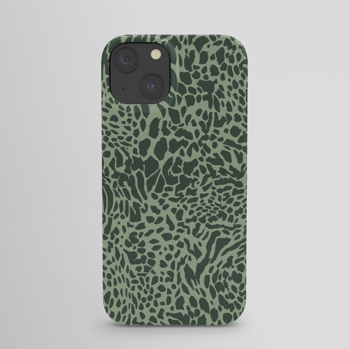 Leopard Print Pattern in Dark and Sage Green iPhone Case