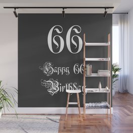 [ Thumbnail: Happy 66th Birthday - Fancy, Ornate, Intricate Look Wall Mural ]