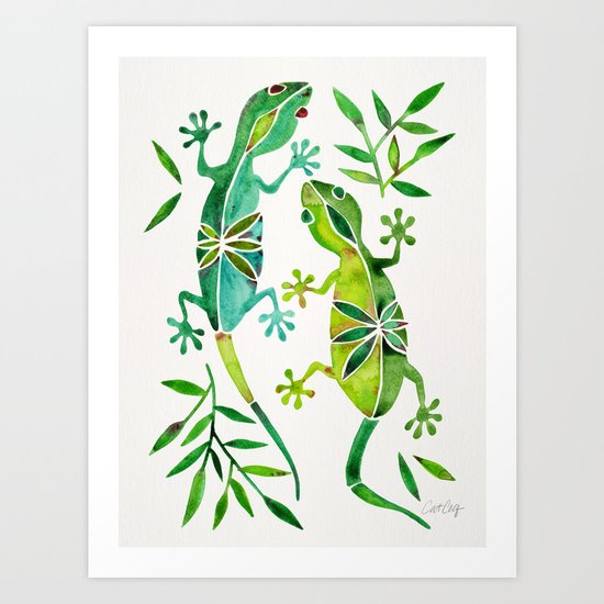 Geckos – Green Palette Art Print