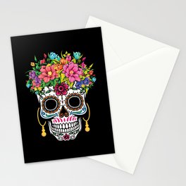 Flower Sugar Skull Muertos Day Of Dead Halloween Stationery Card