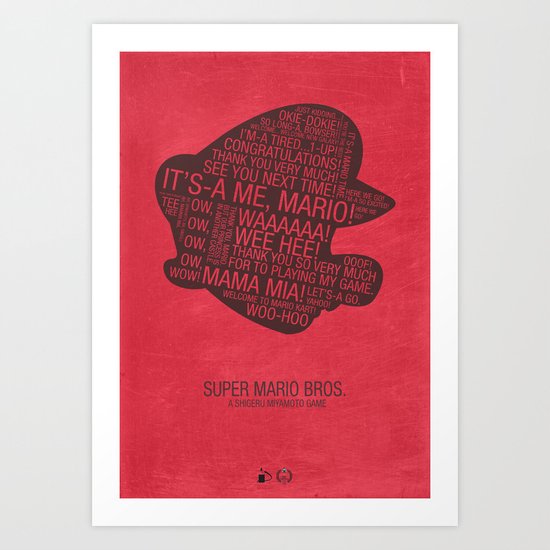 Super Mario Typography Art Print