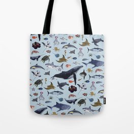 SEA CREATURES poster with names Tote Bag