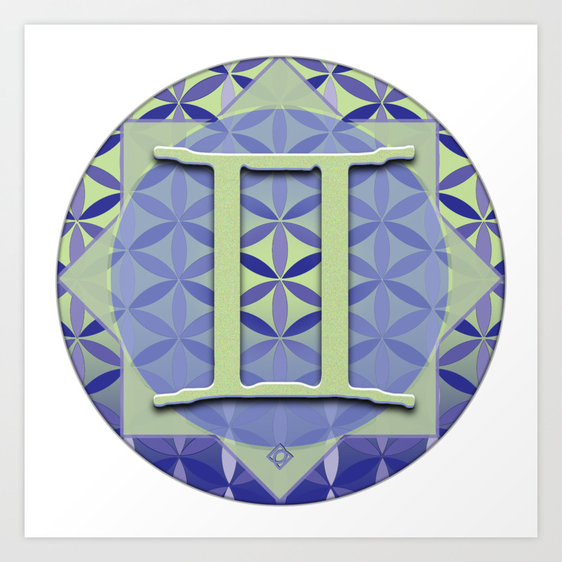 Gemini Flower Of Life Astrology Design By Debra Cortese Designs Art Print By Debracortesedesigns Society6