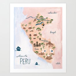 Peru Map Art Print