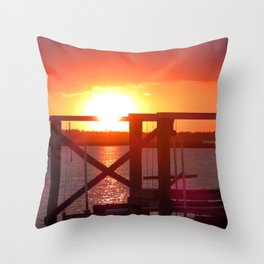 Folly Beach Sunset Throw Pillow