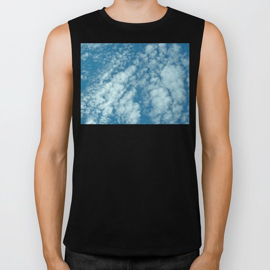 Fluffy clouds in a blue sky Biker Tank