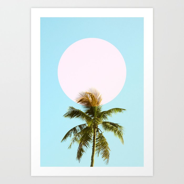 18_Palm trees pink sun Art Print