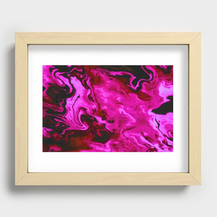 Pink Swirls Abstract Painting Recessed Framed Print