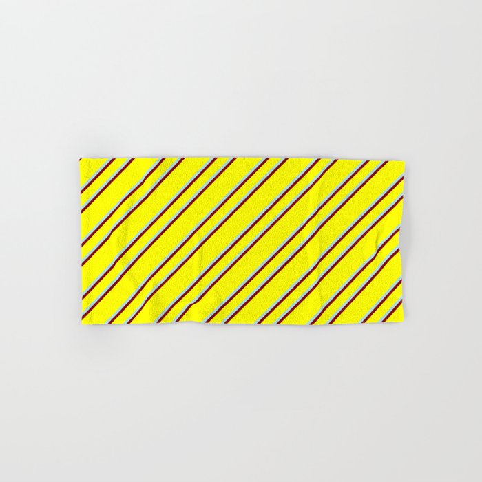 Yellow, Powder Blue, and Maroon Colored Stripes Pattern Hand & Bath Towel