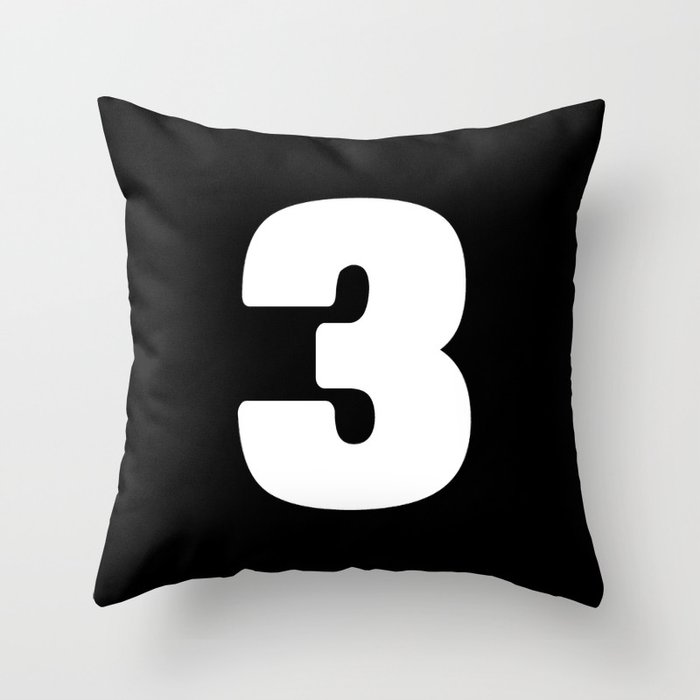 3 (White & Black Number) Throw Pillow