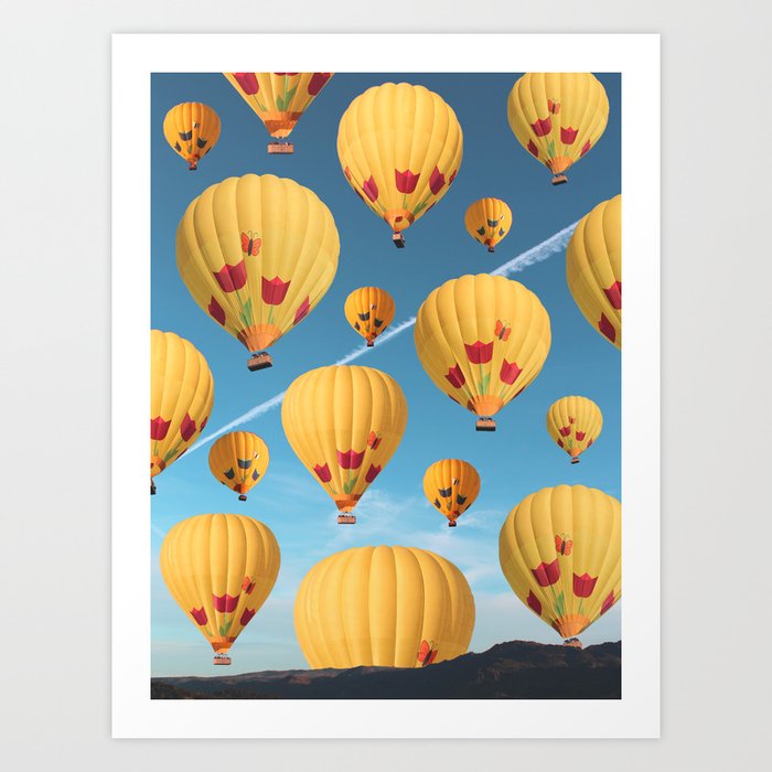 Napa Valley Hot Air Balloon Pattern Art Print