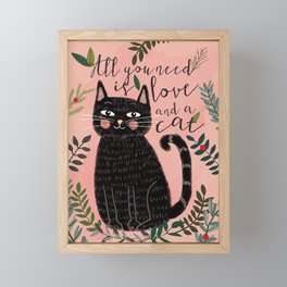 ALL YOU NEED IS LOVE AND A CAT Framed Mini Art Print