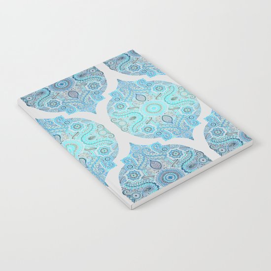Through Ocean & Sky - turquoise & blue Moroccan pattern Notebook