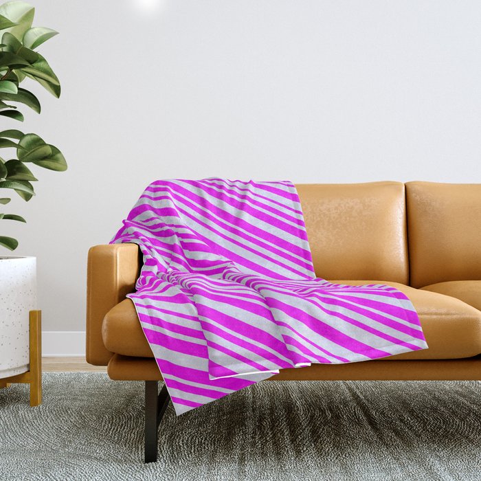 Fuchsia and Lavender Colored Stripes/Lines Pattern Throw Blanket