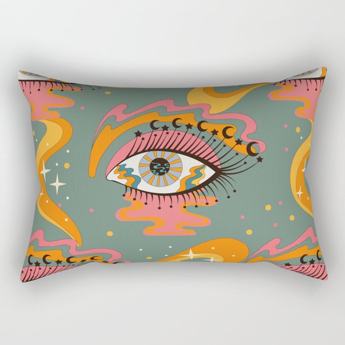 Cosmic Eye Retro 70s, 60s inspired psychedelic Rectangular Pillow