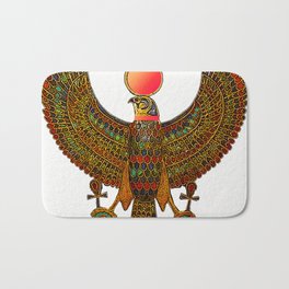 HORUS-EGYPTIAN DIETY Bath Mat | God, Bird, Egyptian, Crown, Symbol, Winged, Jeweled, Sundisk, Kingship, Illustration 