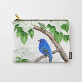 Royal Blue-Indigo Bunting in the Dogwoods by Teresa Thompson Carry-All Pouch