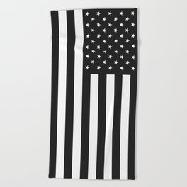American Flag Stars and Stripes Black White Beach Towel