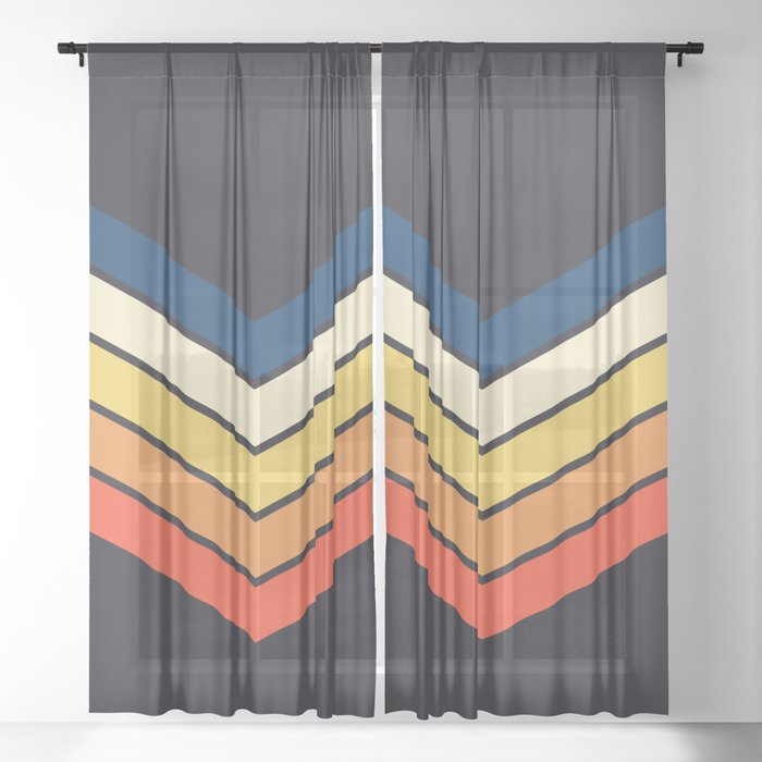 Madana - V Shaped Retro Stripes 70s Style Design Sheer Curtain