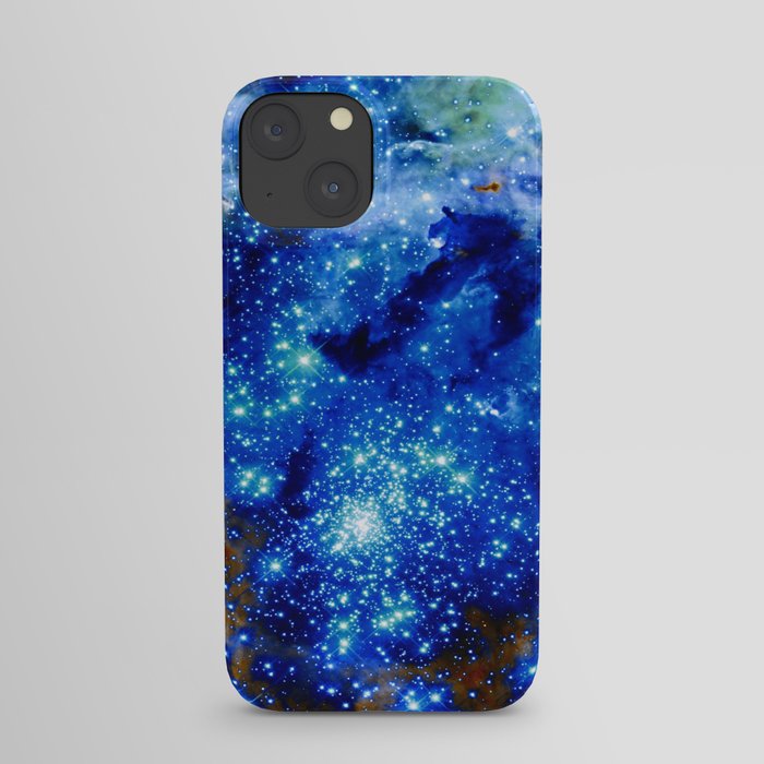 Vibrant Blue Brown Glitter Sparkle Stars iPhone Case