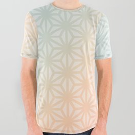 Japanese Asanoha Pattern in Rainbow Gradient All Over Graphic Tee