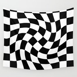 Large Checkerboard - Black & White - Swirl Wall Tapestry