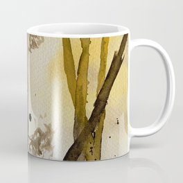 Backlit Forest Coffee Mug | Woods, Moody, Sad, Reflecting, Trees, Contemplating, Nature, Calm, Lonely, Painting 