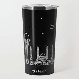 Astana Minimal Nightscape / Skyline Drawing Travel Mug