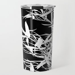 White Bamboo Silhouette On Black Travel Mug