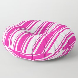 [ Thumbnail: Deep Pink and Mint Cream Colored Lines/Stripes Pattern Floor Pillow ]