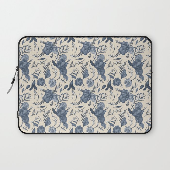 Blue Floral Pattern Laptop Sleeve