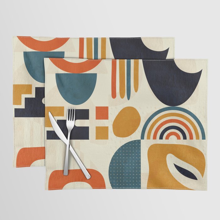 mid century shapes geometric abstract color 3 Placemat
